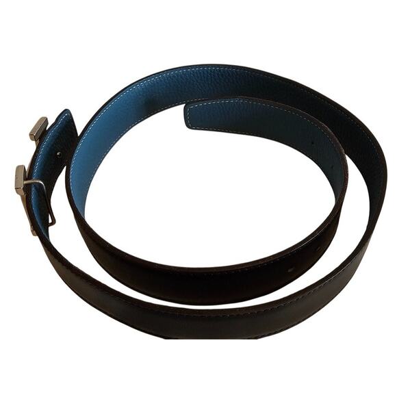 Hermès H-belt reversible black and blue jean Togo box calf leather strap - Picture 11 of 12